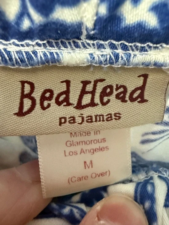 BedHead Made in Glamorous Los Angeles Blue & Cream Floral Toile Pajama Set FLAW - Picture 2 of 14